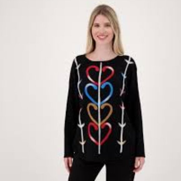 Gabby Isabella Crew Neck Multi Colour Heart Motif Sweater Size XL - Picture 12 of 12